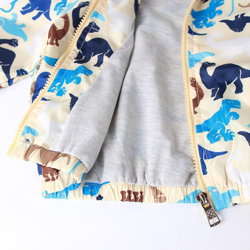 Children's Spring Boys Cartoon Jacket Dinosaur Zip Hoodie