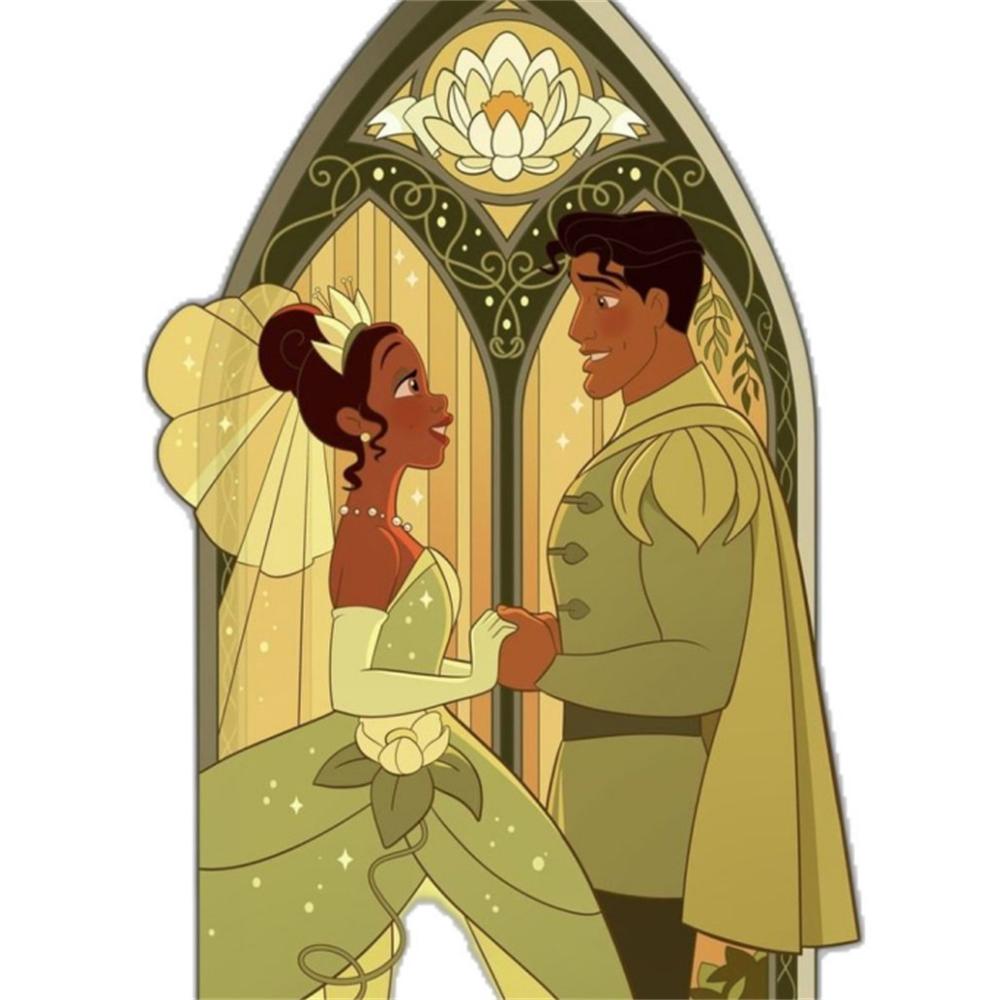 

Disney 5D DIY Diamond Painting, Tiana and Navins Wedding Window Illustration Embroidered Mosaic Cross Stitch Home Decor Gifts and Crafts Round 20x30cm