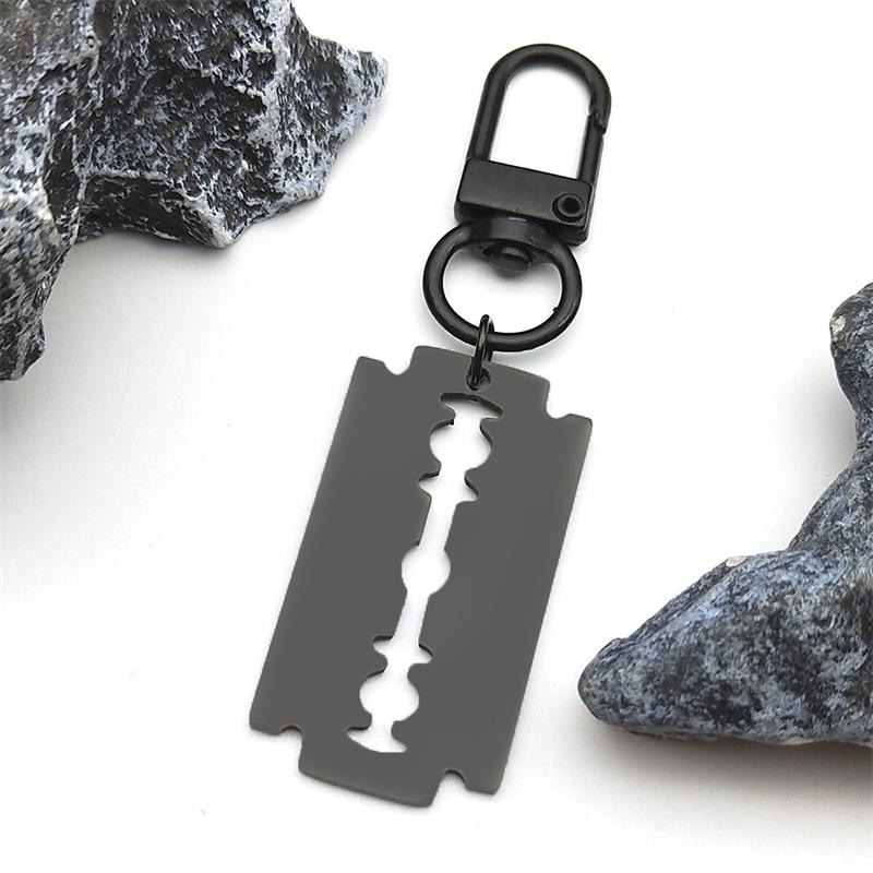Gothic Blade Razor Pendant Necklaces Men Stainless Steel Black Goth Male Chain Necklace Grunge Y2k Emo Jewelry Collier Homme