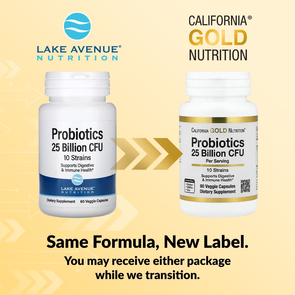 Probiotic, Contains Lactobacillus Acidophilus, Bifidobacterium Lactis, Lactobacillus Plantarum, Lactobacillus Casei, 25 Billion CFU