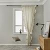 Weiße Rüschenvorhänge für Esszimmer Baumwolle Leinen Voile Vorhänge für Wohnzimmer Halbdurchsichtiger Tüllvorhang für Fenster Schlafzimmer Baldachin