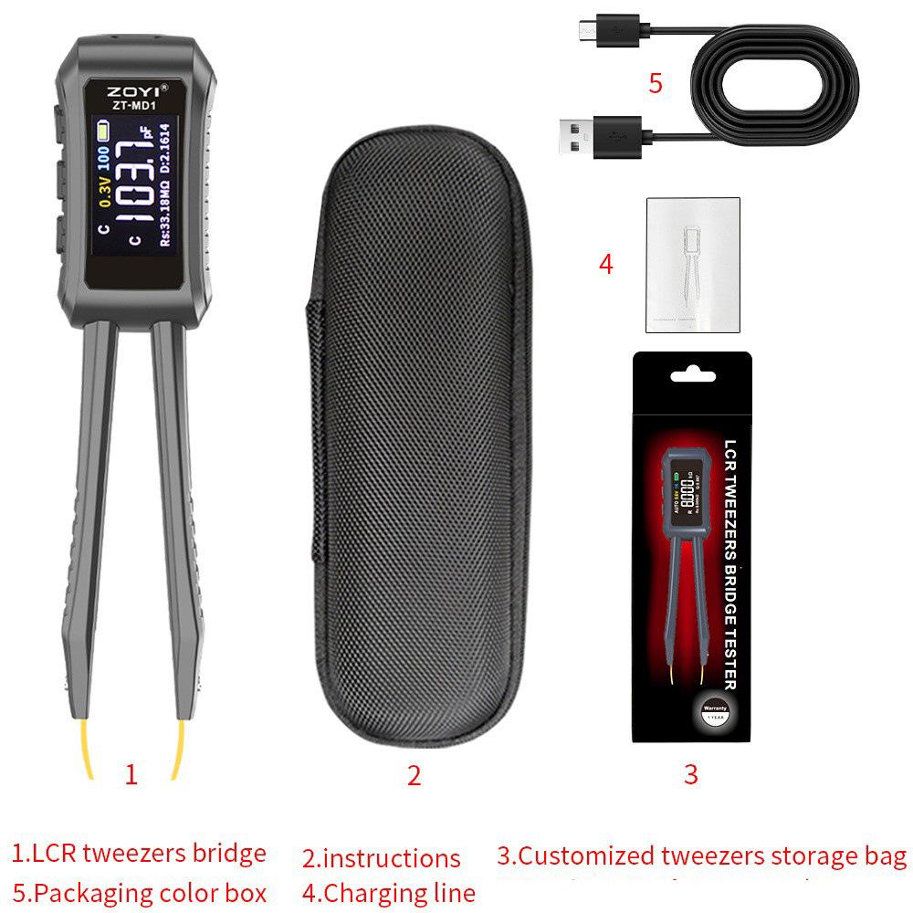 

ZOYI ZT-MD1 Intelligent Digital LCR Tweezers Bridge ZT-MD1 Surface Mount Resistor Inductor Capacitor Component Testing Clip Tool