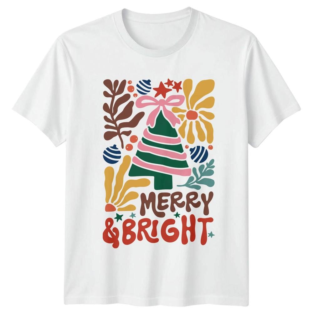 Merry Bright Christmas Tree OrnaUnisexts Holidays Unisexs Unisexs Graphic Tee S