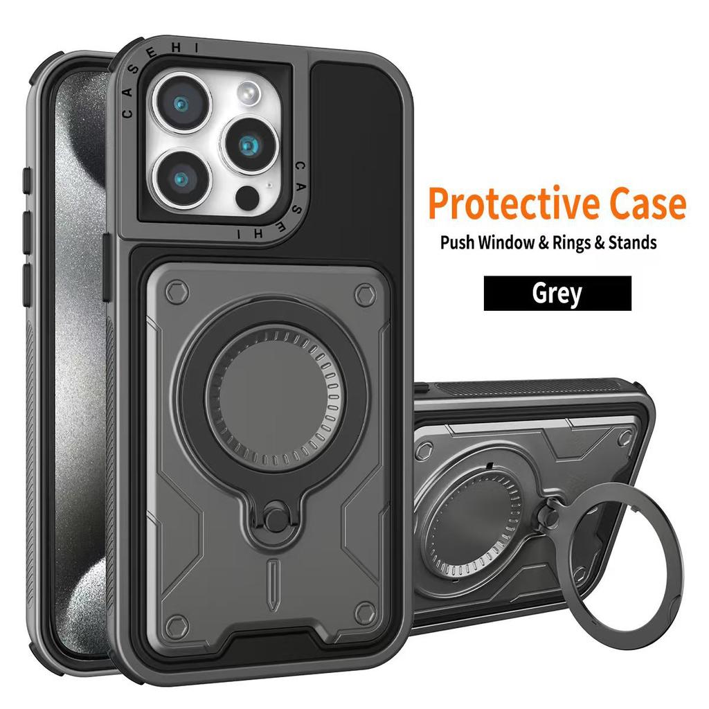 Applicable To IPhone16promax Mobile Phone Case Magnetic Three-piece Set Apple 15/14 Large Bracket Full-inclusive Protective Case