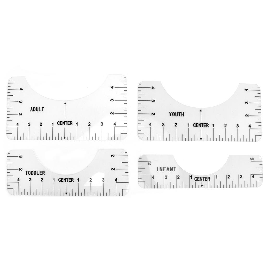 4PCS T-Shirt Ruler Guide Alignment Tool for Adult Youth Toddler Infant Garment Measuring Ruler