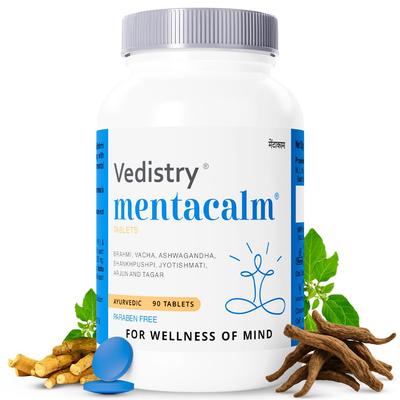 Vedistry Mentacalm Ayurvedic Herbal Tablets 90 Tablets Pack of 1 for Mind Relaxation & Focus