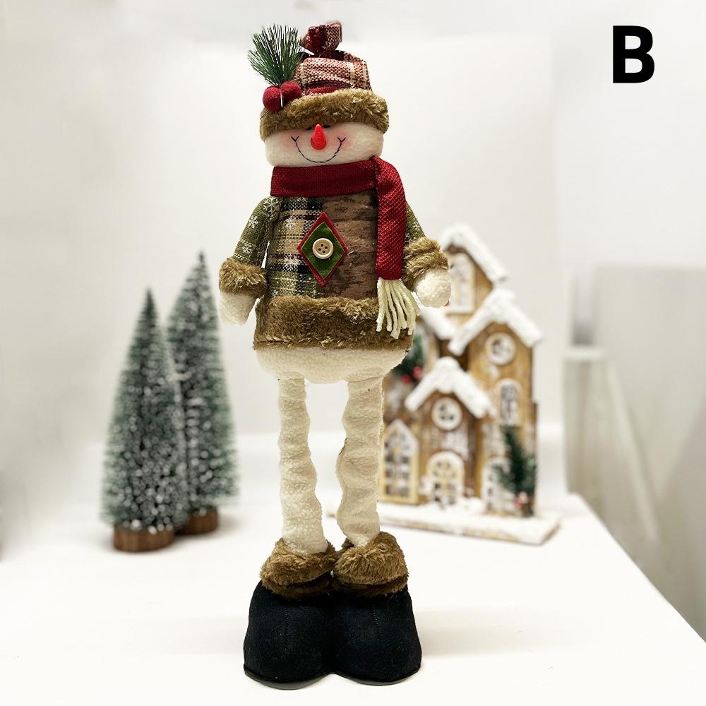 Décorations d'ambiance de Noël Poupées de Noël Amusantes et extensibles Personnes âgées Bonhommes de neige Elk Décorations de Noël