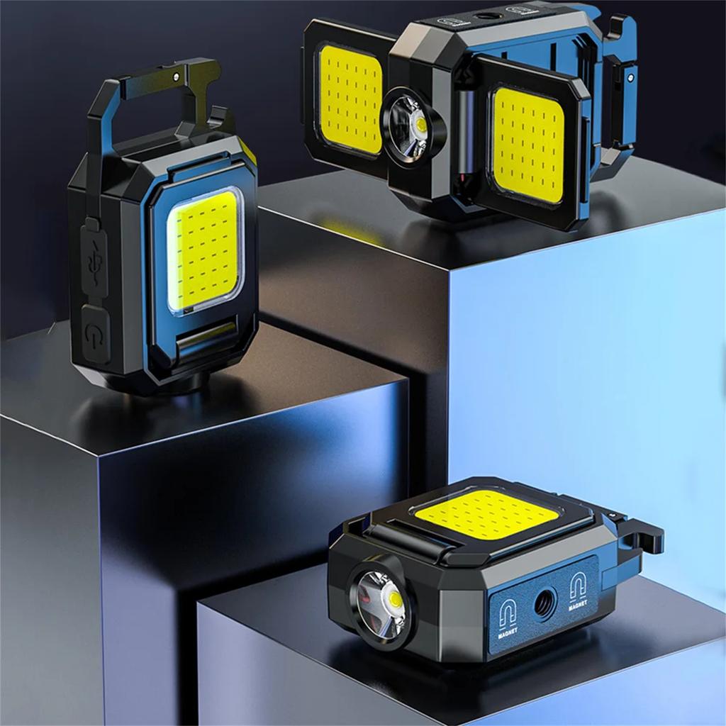 COB Keychain Work Light USB Charging 1000LM 4 Light Modes XPE Pocket Work Light Multi-functional Emergency Light Fixture IPX4 Waterproof For Camping A