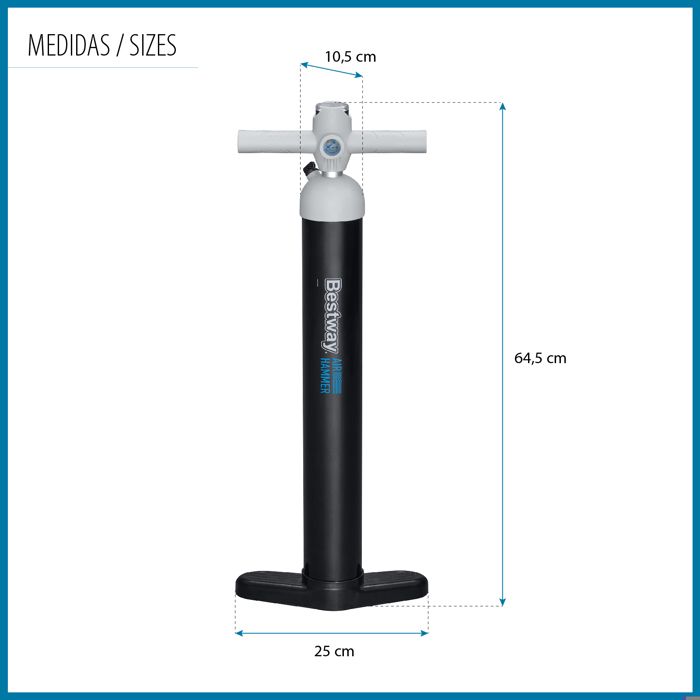 Pompe Manuelle - BESTWAY - Air Hammer™ - Haute Pression - Portable - 5 Adaptateurs Inclus