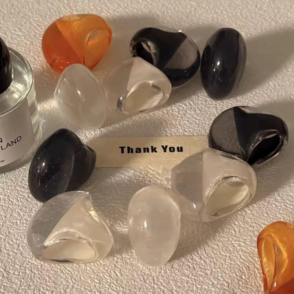 Non-adjustable Resin Ring Geometric Exaggerated Ring Oval Exaggerated Ring  Girls Jewelry