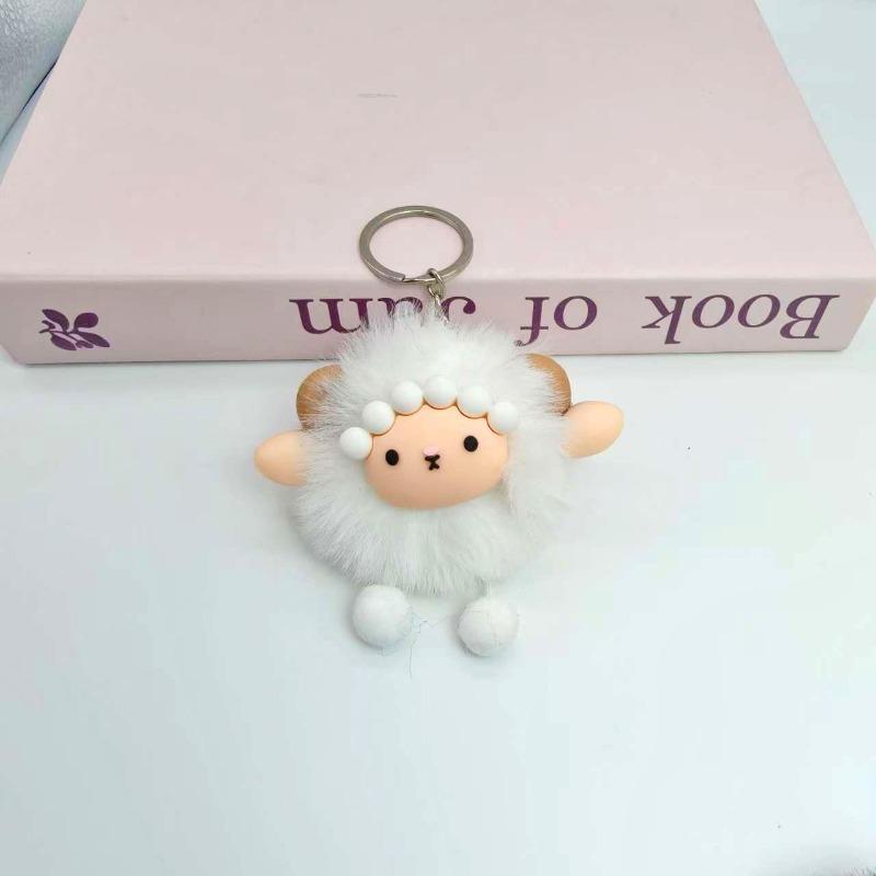 Creative plush cartoon sheep fur ball plush keychain pendant doll doll school bag pendant