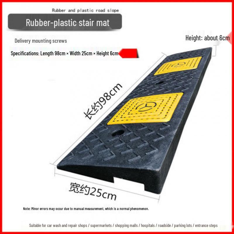 Rubber-Plastic Car Ramp: Slope Mat, Curb Edge, Uphill Climb, Triangle Speed Bump