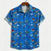 Men's Short Sleeved Shirt, European and American Casual Men's Shirt, Fun Dinosaur Pattern Short Sleeved Shirt, Youth Loose and V