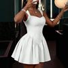 2026 European & American Slimming Sleeveless Square Neck Puffy Dress - Spicy Girl Style Fashion