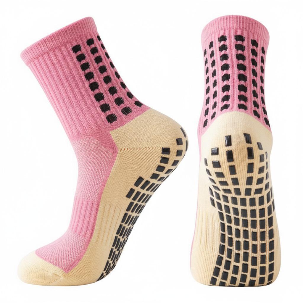 Unisex Anti-Slip Breathable Mid-Calf Football Socks with Moisture-Wicking Terry Sport Bottom