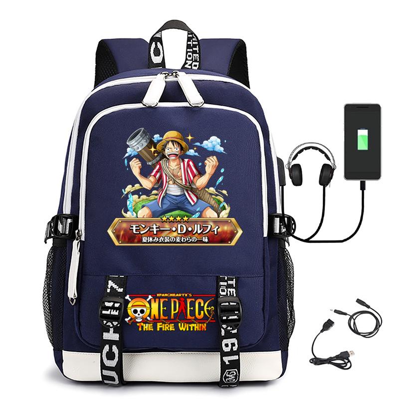 Hot-selling ONE PIECE Luffy backpack usb charging large capacity bag