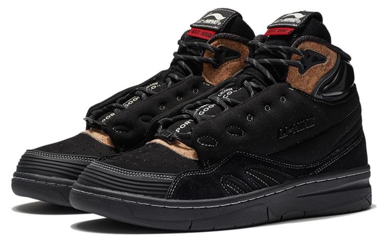 Li Ning 937 Deluxe Hi SP Synthetic Leather, TPU Lightweight High top Skateboard Shoes Men's Black AGBR097-2