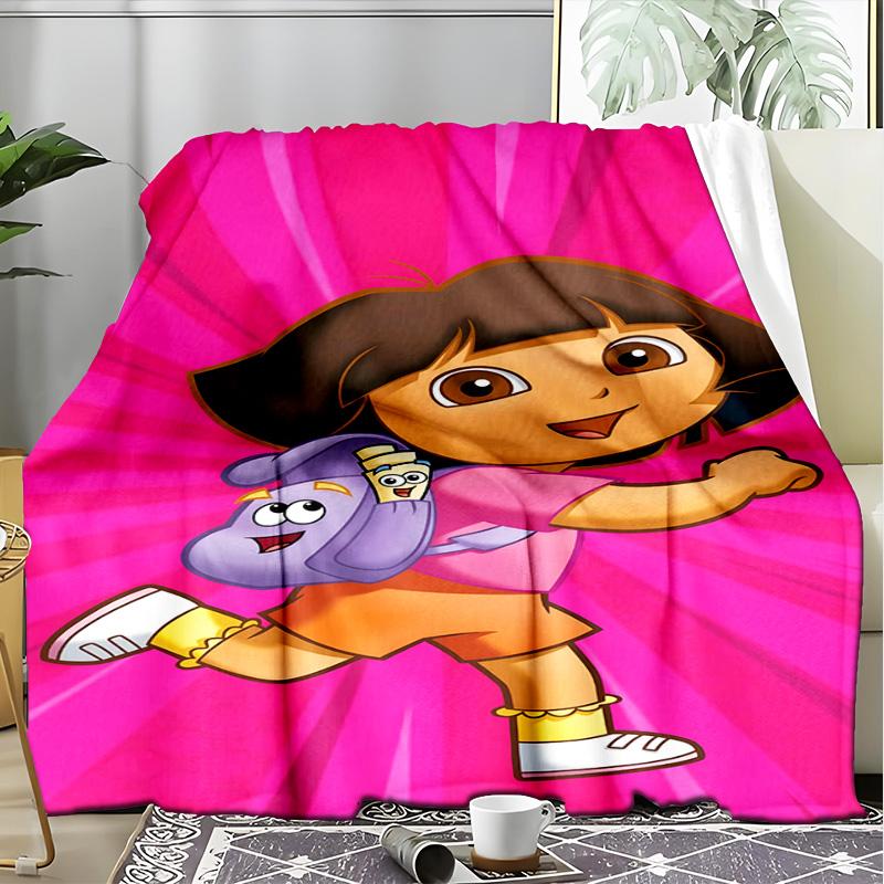 1PC Cartoon Do-ra Flannel Blanket, Use for Birthday/Holiday Gift, Soft Blanket for Sofa/Bed/Camping/Office/Tourism Use,All Seasons