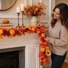 Fall Pumpkin Maple Leaf Garland for Fireplace Mantel and Wall Hanging Decor