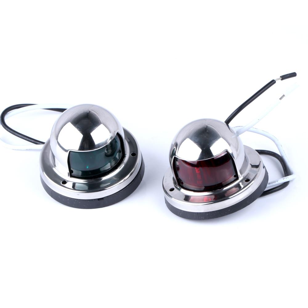 Marine LED Navigation Lights Red and Green Sailing Lamp Warning Signal Light Stainless Steel Boat Yacht 12V 2Pcs 7