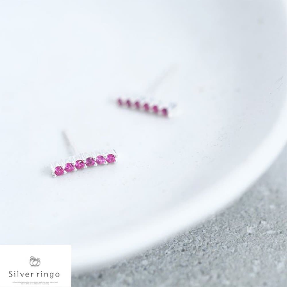 Silver 925 July Birthstone Earrings Ruby Pave E