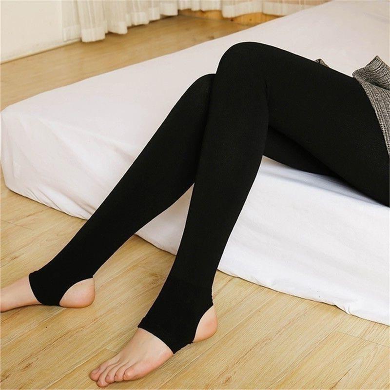 Japan Lanolin Warm Fleece High Waist Stirrup Leggings for Autumn/Winter