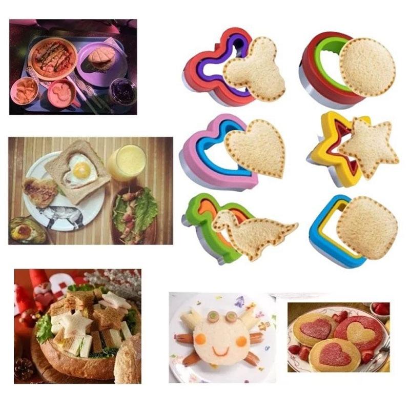 Sandwich and Cookie Cutter Set for Kids Fun Shape Bread Crust Removers Heart Dinosaur Star and More for Snacks and Baking Tools