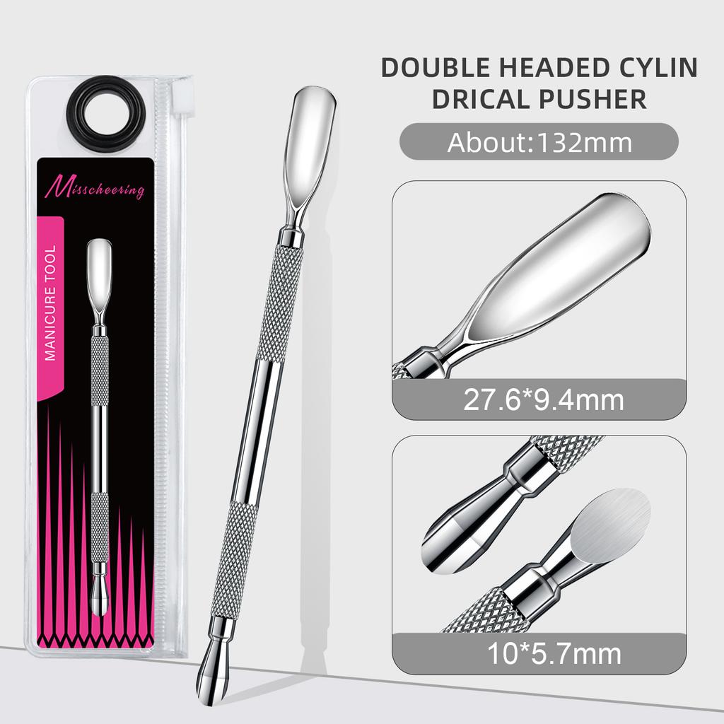 Double-ended Circle Beveled Head Cuticle Pusher Remover Stainless Steel Nails Files Manicure Sticks Tool Nail Art Tool High-End