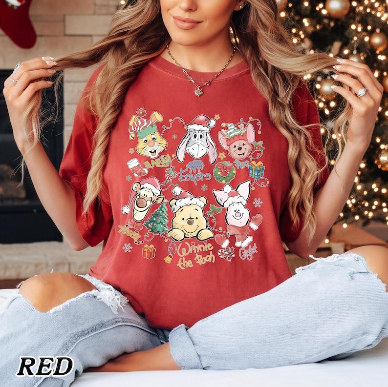 Retro Winnie The Pooh And Friends Signatures Christmas Shirt Pooh Bear Christmas TShirt  Pooh  Co Christmas Shirts S
