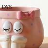 Pink Aesthetic Decor Cute Cartoon Girl Pen Holder, Resin Makeup Brush Decorative Desktop Creative Stationery Holder Organizer with Bow Design,