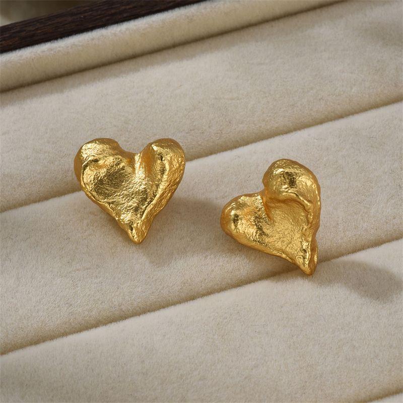 

Frosted and Matte Golden Women s Vintage Sterling Silver Needle Earrings A Pair of Golden Love Earrings