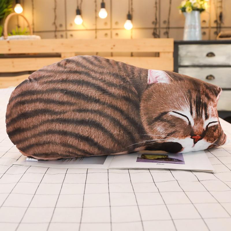 Cute cat dog animal pillow simulation creative strip sleeping pillow doll children plush toy bed