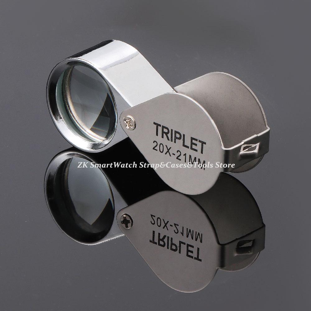 10x 20x 30X 21mm High Magnification Metal Folding Glass Lens Small Portable Jewelry Watch Identification Magnifying Glass Tool
