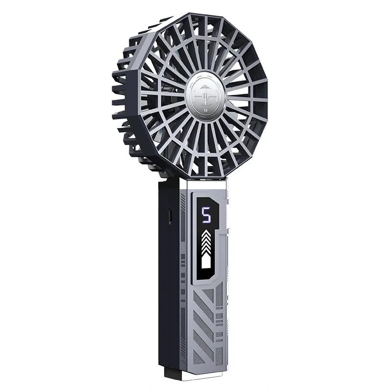 

Mecha Small Fan Charging Portable Outdoor Fan Lighting Digital Display Folding Handheld Fan
