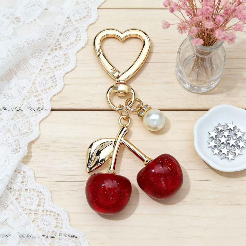 Cherry Bag Pendant Women's Bag Accessory Car Key Pendant Elegant Couple Gift Cherry Bag Charm