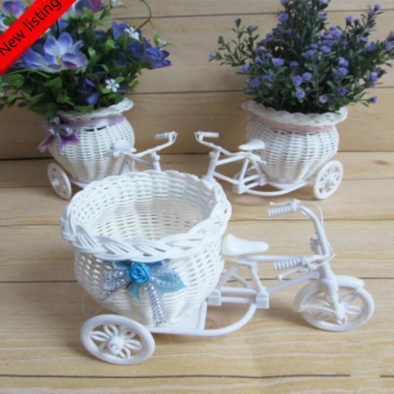23*12.5*9 cm neuer kreativer Fahrradform Rattan Blumenkorb Handwerk Heim Wohnzimmer Dekoration