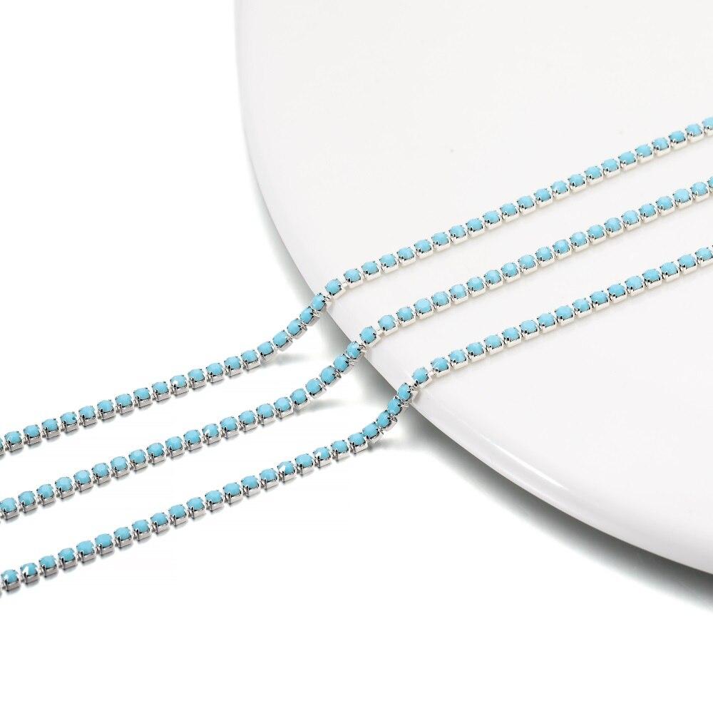 

1 метр, цепочка со стразами, серебряная основа, стеклянные стразы, красочная цепочка для отделки чашек для DIY ожерелья, аксессуары для изготовления ювелирных изделий