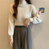 Half Turtleneck Sweater for Women Loose Solid-color Knitted Sweater for Autumn and Winter Casual Long-sleeved Pullover