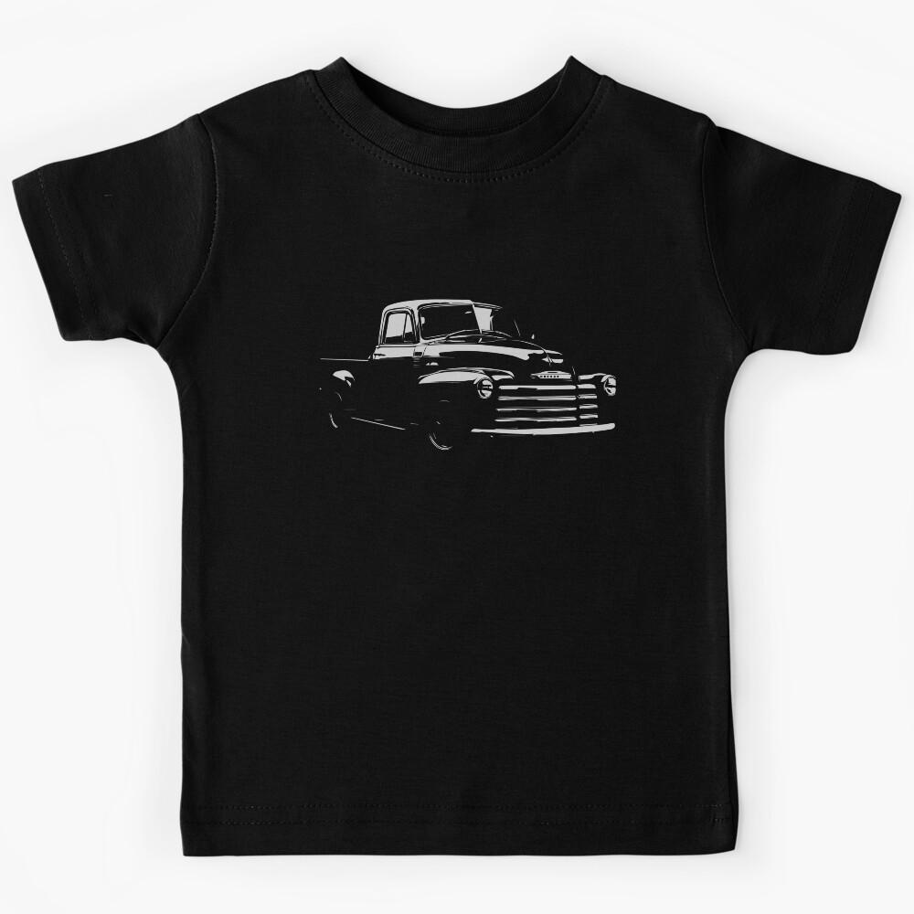 1953 Chevy 3100 Black and Grey Classic Truck Illustration – Retro Pickup Line Art for Vintage Lovers Kids T-Shirt 120