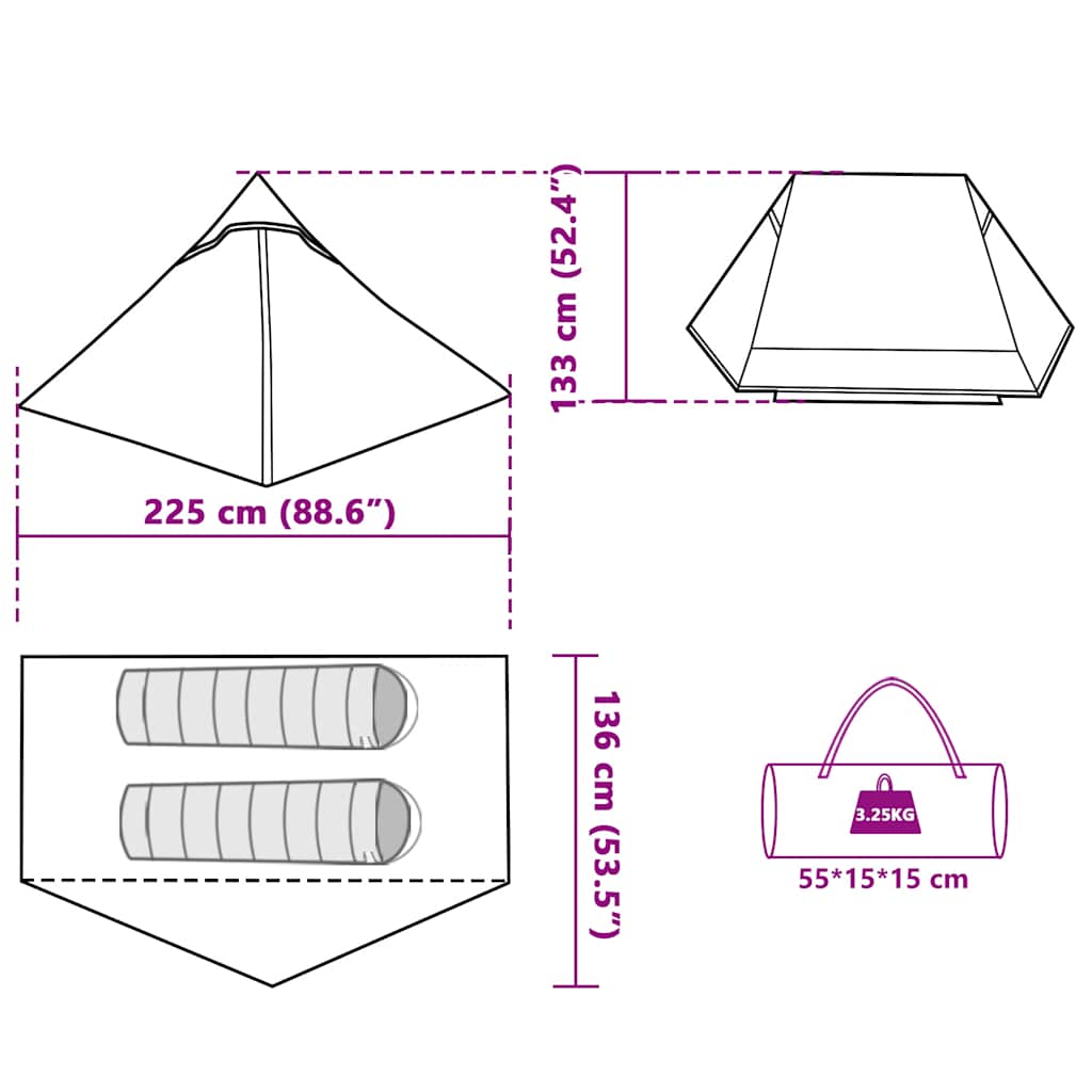 2 Person Camping Tent Blue Waterproof