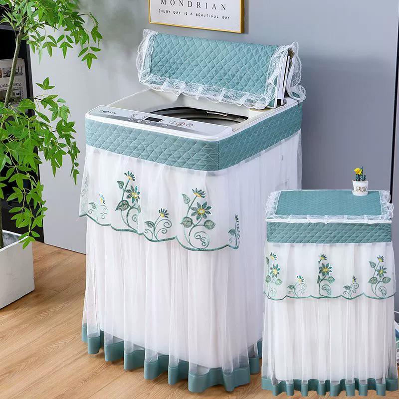 1PC Drum Washing Machine Washable Embroidery Universal Dustproof Cover Protective Sleeve Fibre Cover Fully Automatic Machine