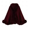 Elegant Faux Mink Woolen Cape Shawl: Plus Size Knit Cardigan Coat for Women