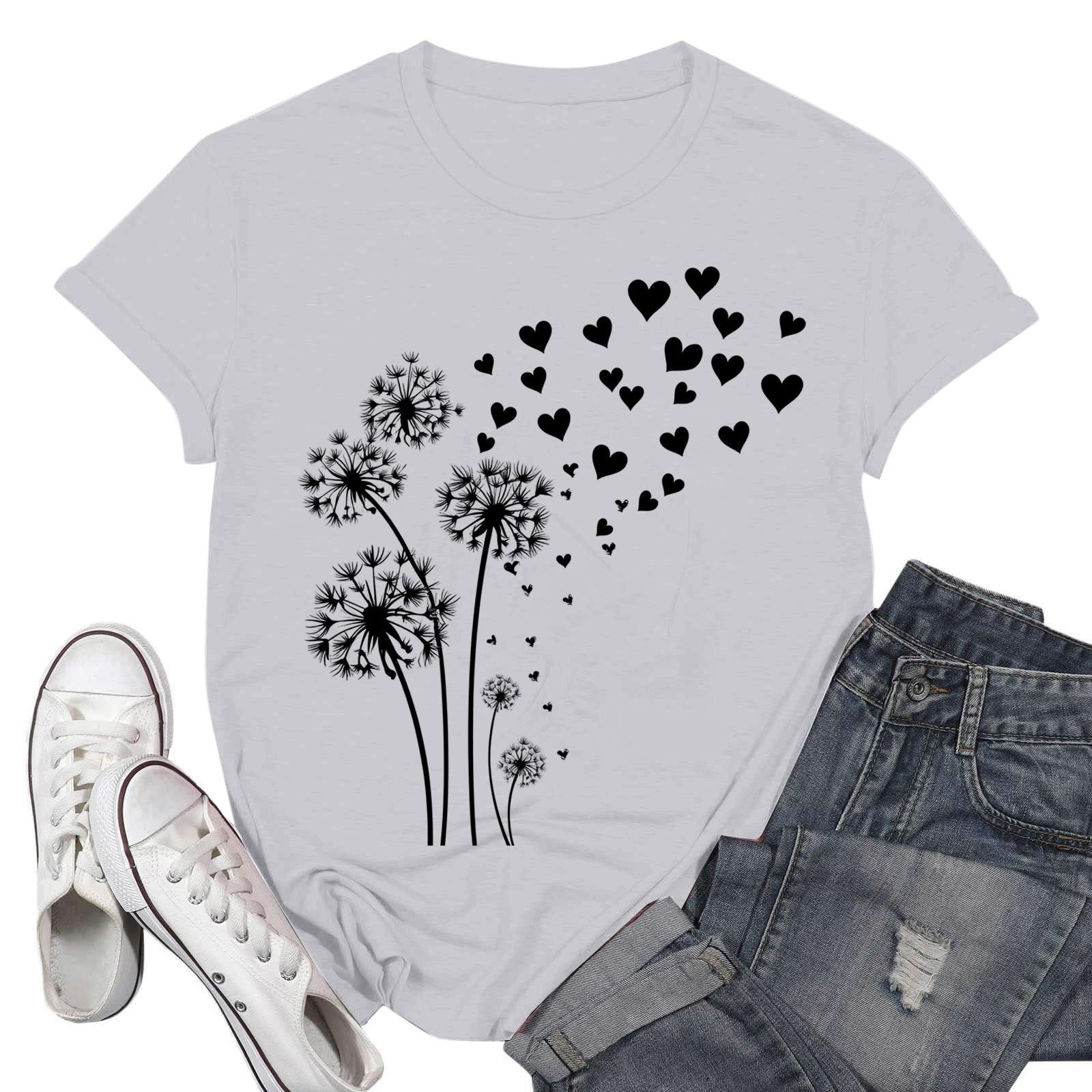 

Жіночі модні повсякденні пуловери з принтом і круглим вирізом з короткими рукавами XL білий