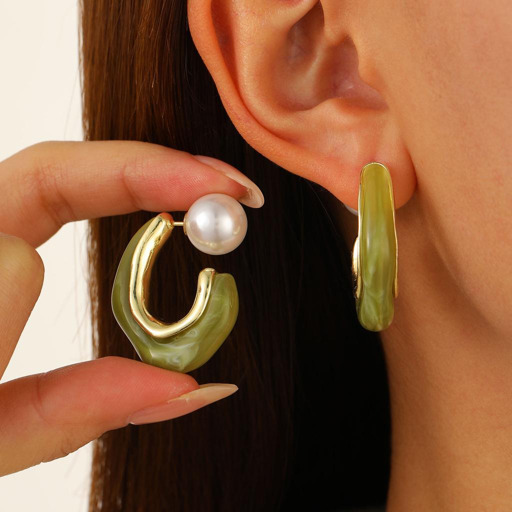 Dark Green Earring Set for Women, Stud and Drop Earrings, Fashion Jewelry