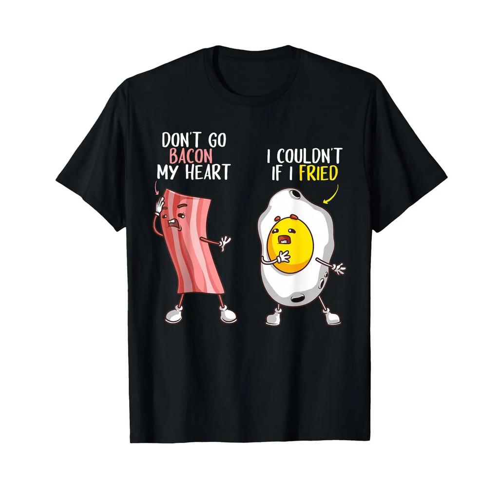 Funny Dont Go Bacon My Heart Cool And Egg Foodie T Shirt Small Vintage Streetwear Slightly Homme Graphic Stretched