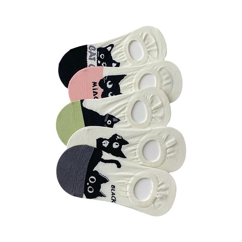 Invisible Shallow-mouth Sock Girl, Spring and Summer Cartoon Little Animal Boat Socks, Cute Short Socks, Sweat-absorbing Boneless Sock Girl