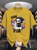 Unisex Crew Neck Tee Cute Reaper Unicorn Ride Or Die Text Print Soft Cotton Loose Short Sleeve Summer Casual Male Streetwear Tops