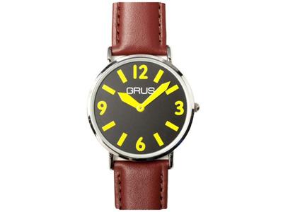 Grus Watch GRS006-02 Men's Brown Leather Band Silver Metal Case D Buckle NEW