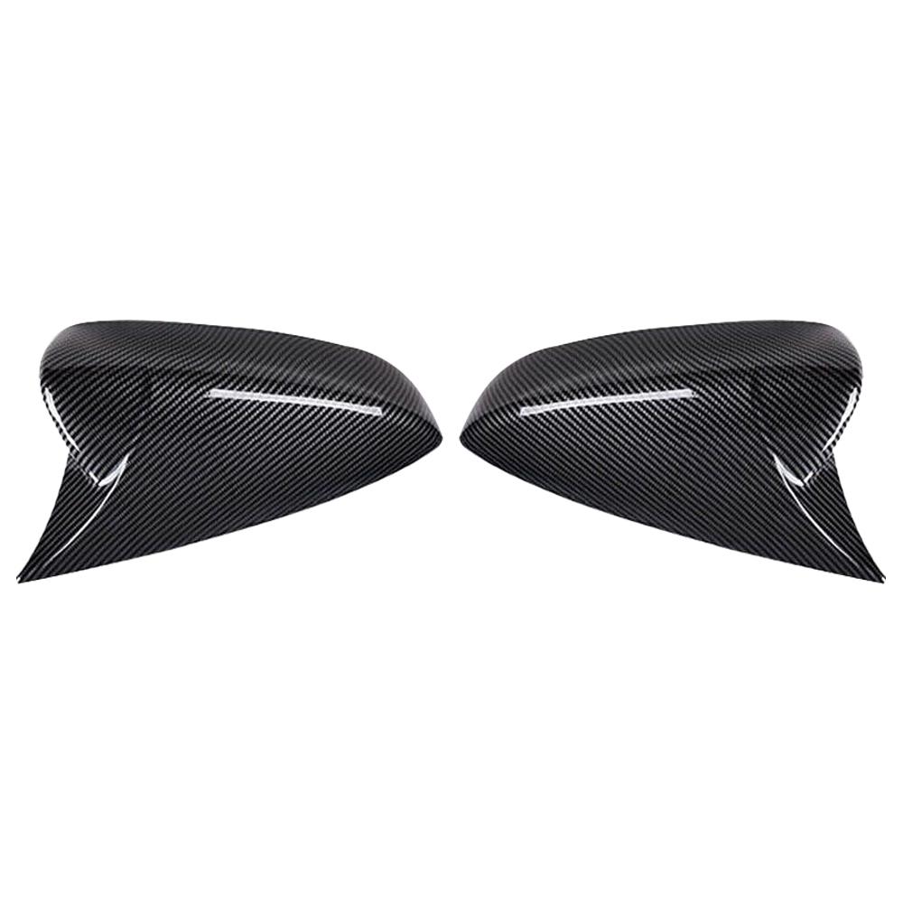 2Pcs Side Wing Mirror Cover Caps Rearview Mirror Cover Cap Carbon Fiber/Glossy Black For Mazda 3 Axela