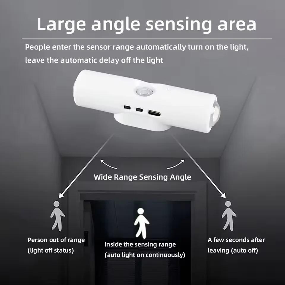 Motion Sensor LED Night Lamp RGB Warmlight Wall Lights Up and Down Lights Tpye-C Rechargeable for Stair Corridor Room Decoration